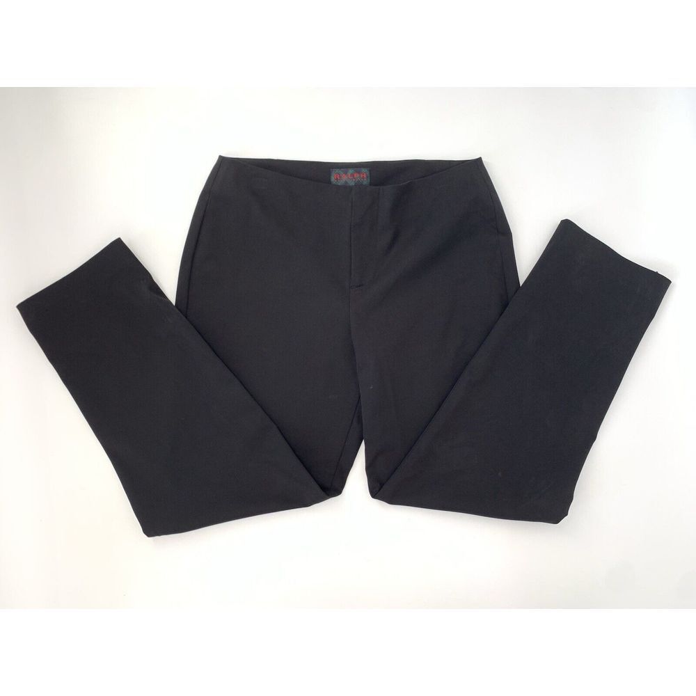 Ralph Lauren Stretch Black Flat Front Ankle Zip Womens Cropped Dress Pants Sz 8